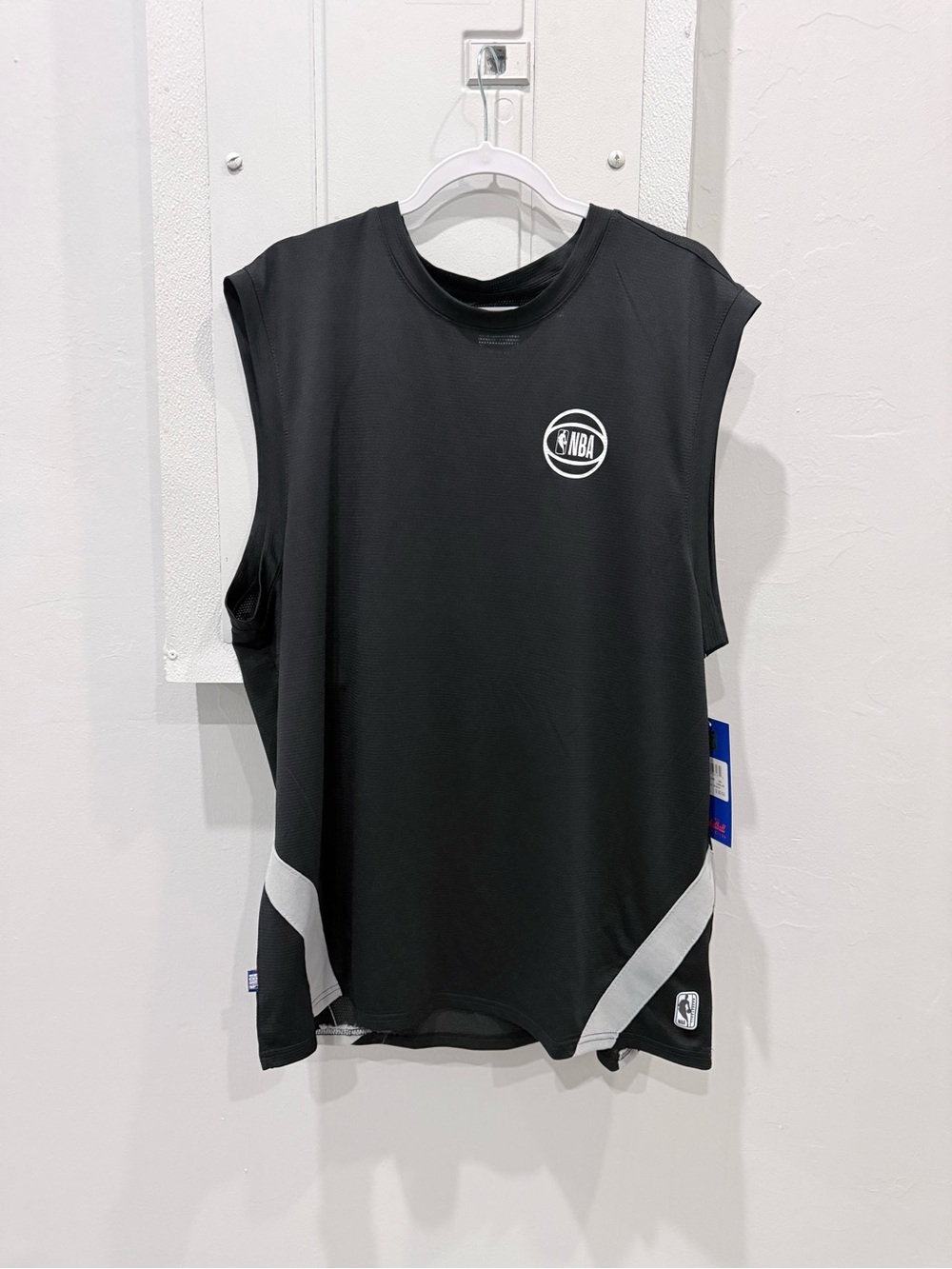 NBA Black Sleeveless Performance Jersey with Gray Accents